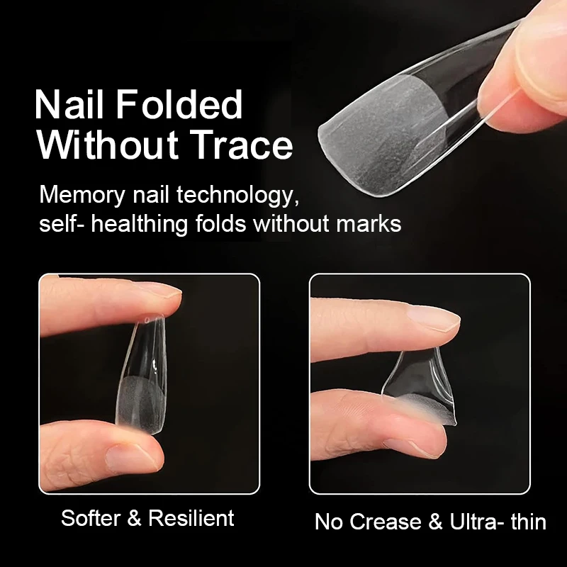 Wholesales Transparent Nail Patches Finished Soft Gel Tips French Tip Full Cover Custom Press On Nails