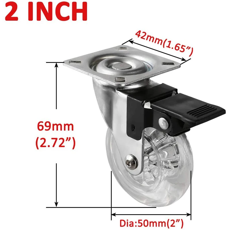 1'-3' PU furniture Universal Caster OEM ODM Office Chair Caster Wheels without Brake