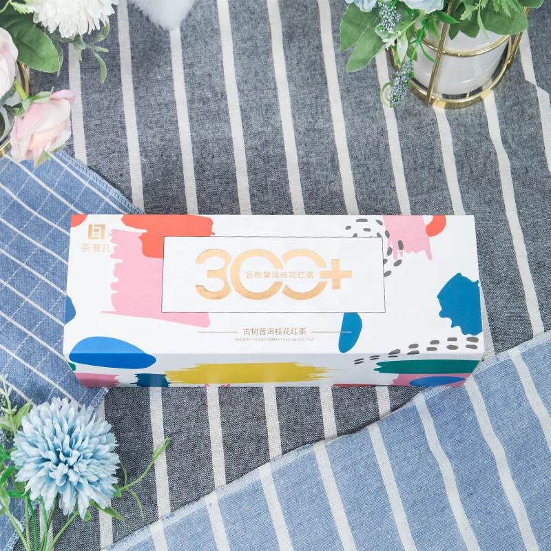 Eco-friendly Wholesale Sliding Box  CMYK Print Golden Foil Tea Package, Drawer Folding Paper Box