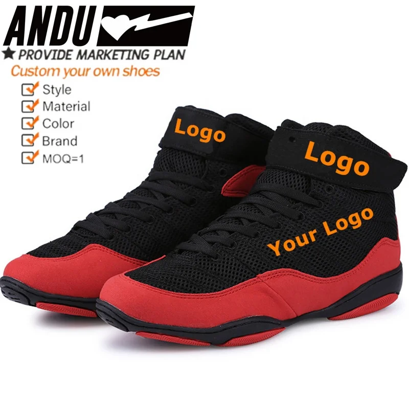 Size 33-46 Custom OEM Boxing Boots Gym Bodybuilding Wrestling Shoes Custom Wrestling Shoes UK 7 Squat Shoes Men