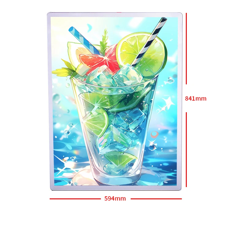 Custom size A1 Promotional LED light box 60.5*85CM 25.8w temper glass poster frame led advertising sign Menu light box indoor