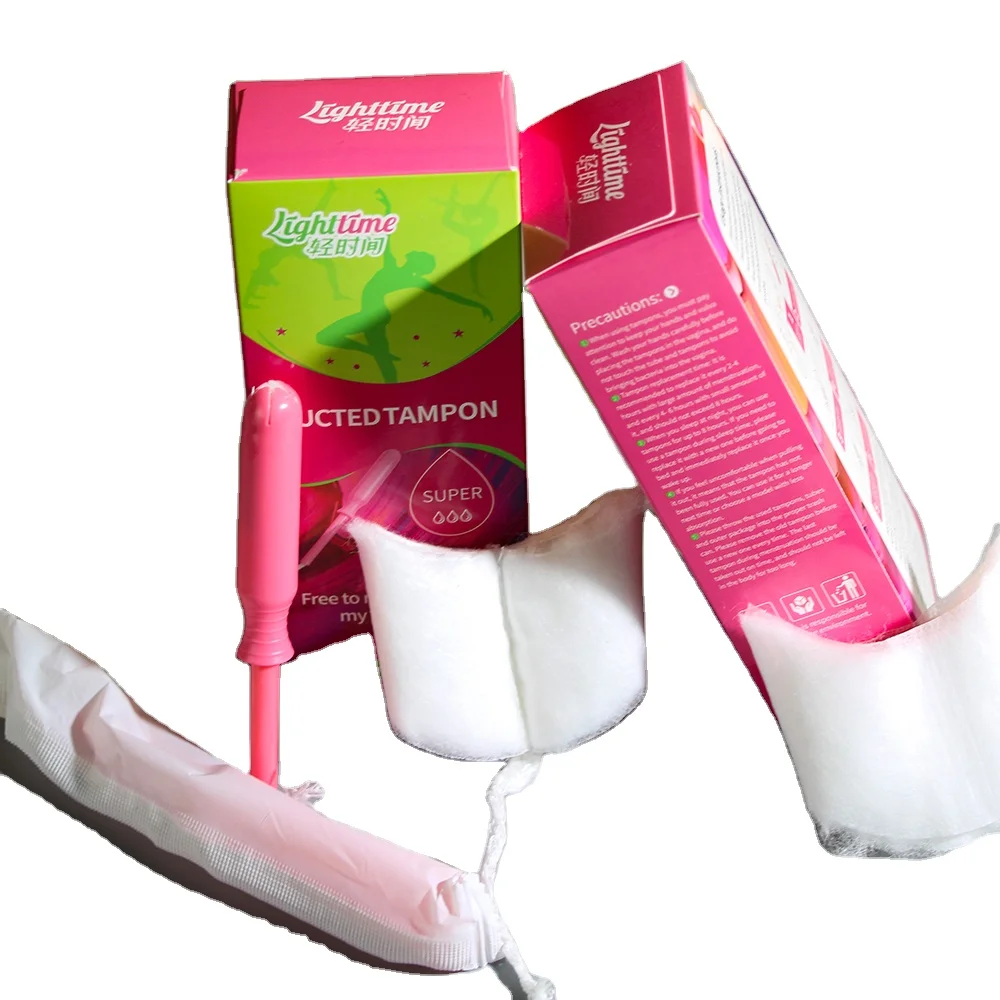 Chinese Factory 100% Organic cotton Tampons with BPA-Free Plastic Applicator Tampon for Wholesale