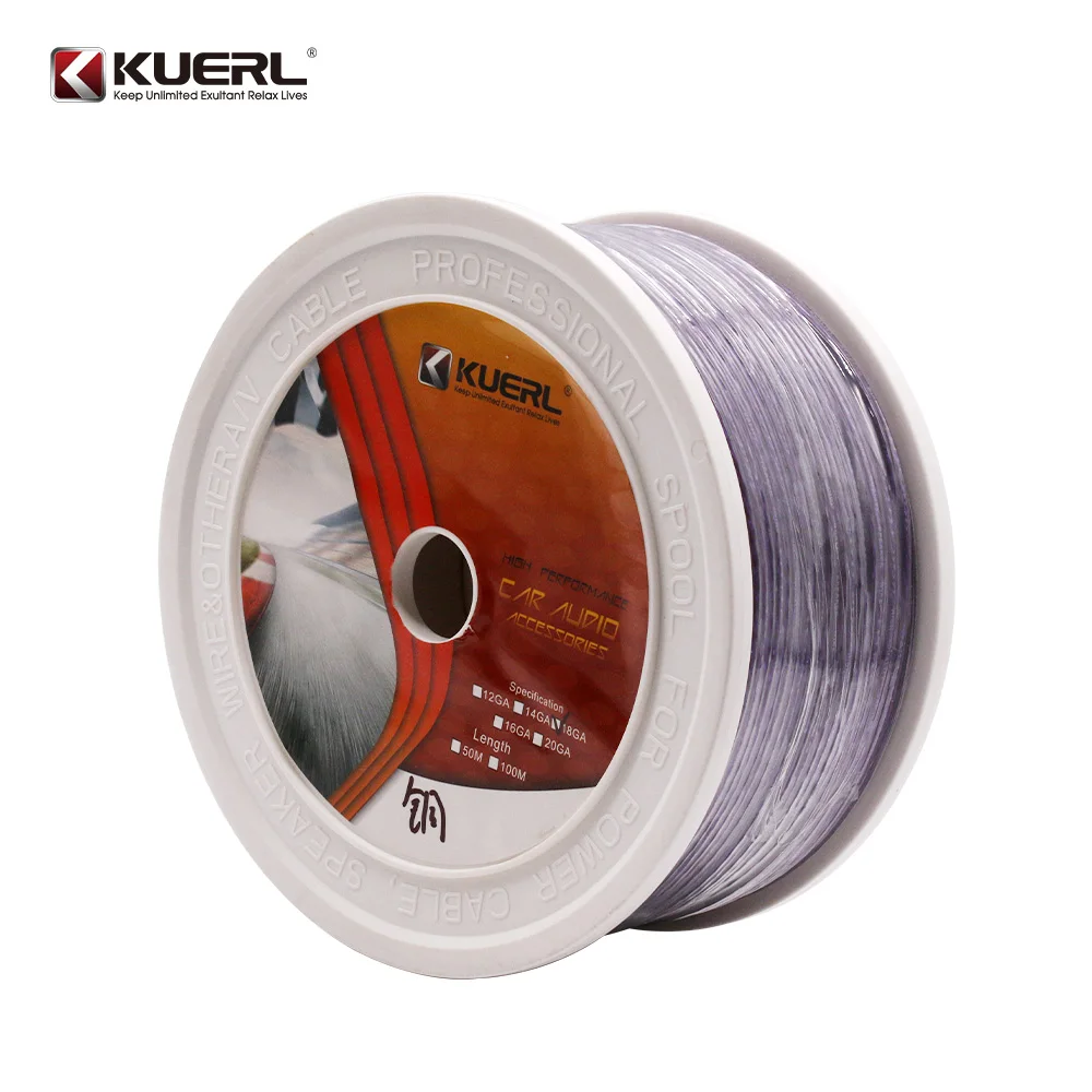 Purple wholesale color pure copper speaker cable 16GA/18GA car audio oxygen-free copper audio speaker cable roll audio cable