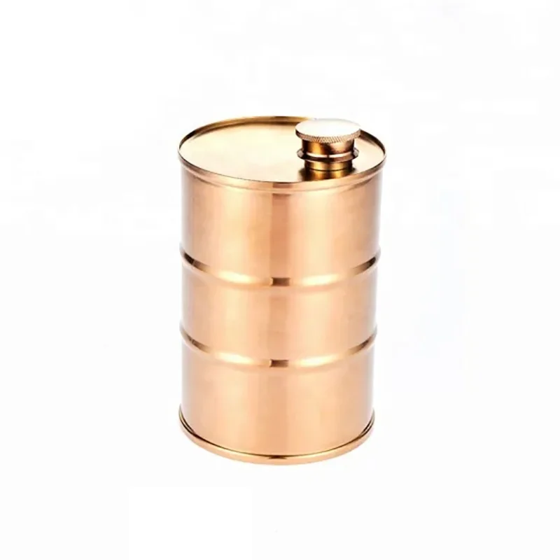 
Custom Oil Drum Shaped Stainless Steel Wine Hip Flask 