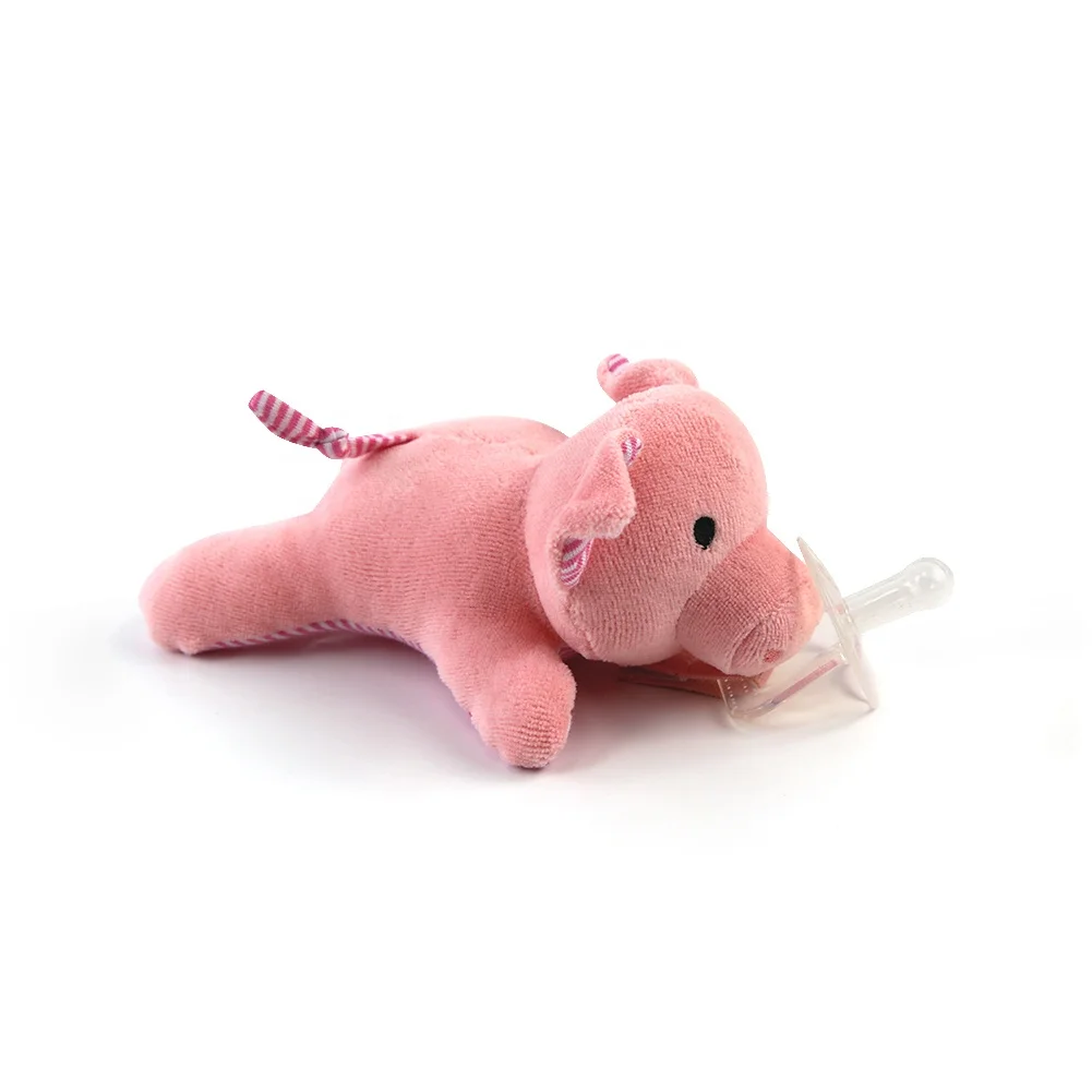 Blara 100% Cotton Organic Animal Plush Toys Pink Piggy With Pacifier Baby Sleeping Comforter  Stuffed Toys