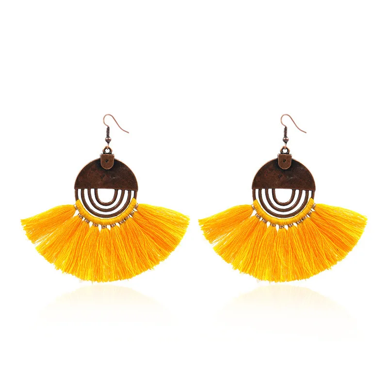 
Bohemian Jewelry Fashion hollow round Women Boho Tassel Earrings 