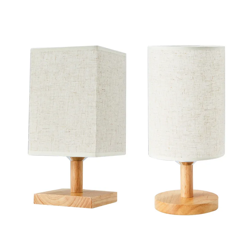 Decorative Bedroom Lamp LED Cloth Wooden Desk E27 Plug-in Table Lamp INS Style Desk Lamp