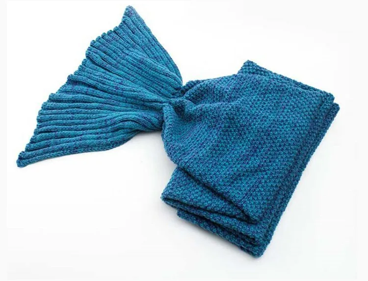 
Mermaid Throws Bag Warm Kids Adult Baby Sleeping Wrap Handmade Knitted Home Sofa Bedding Mermaid Tail Blanket 