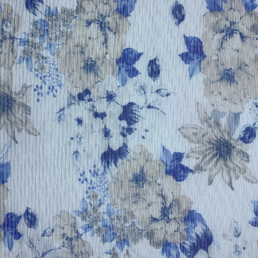 Customized high-density knitted lightweight perspective lurex digital printing and pleated fabric