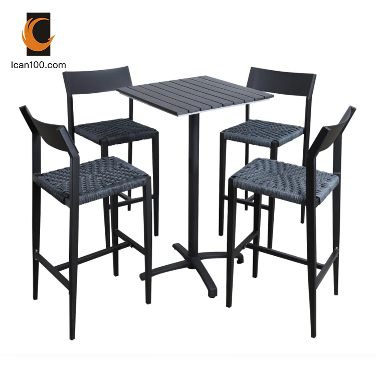 Hot Design Cheap Outdoor Dining Rattan Bar Furniture Restaurant Table And Chair Bar Table Set Rattan Furniture Dining Set
