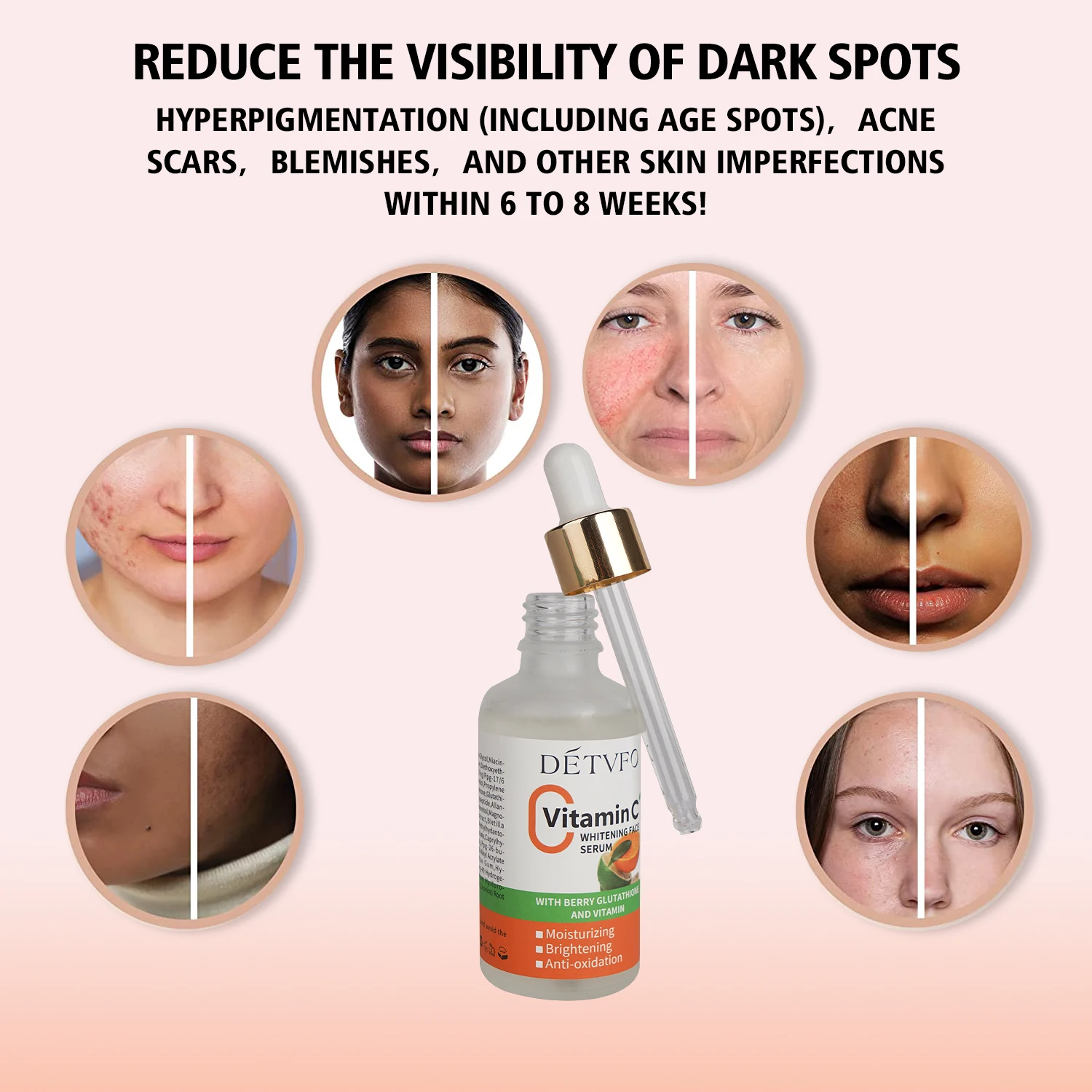 Private Label Hyaluronic Acid Vitamin E Organic Anti Aging Wrinkle Brightening Skin Care Wholesale Vitamin C Serum