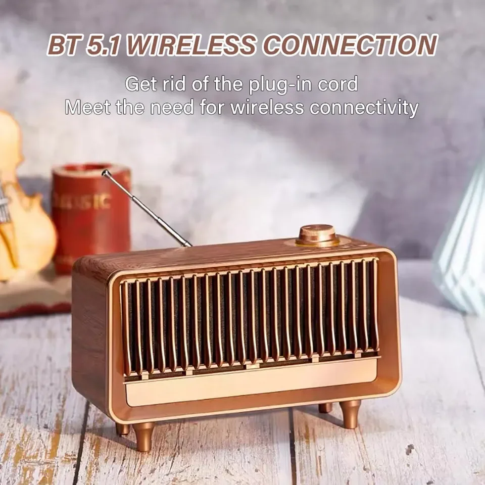 New AS25 Classic Design Vintage Speakers FM Radio Retro subwoofer speaker with SD Player