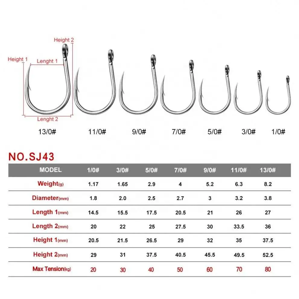 Jigging Hook Fishing Hooks Stainless Steel Fish Hooks1/0#-13/0# Fishhook Saltwater Jig Assist Hook