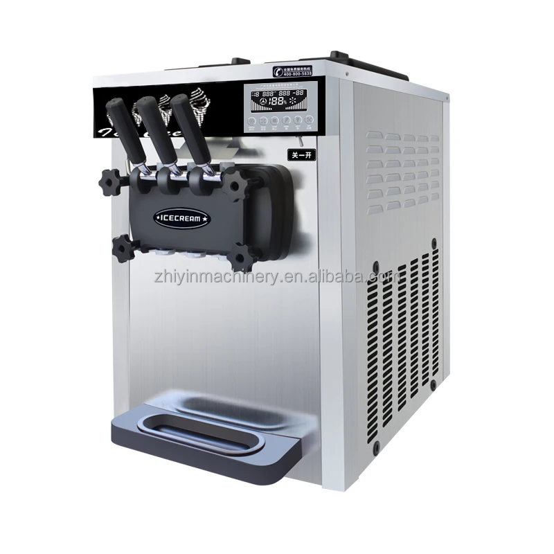 table top real soft ice cream machine fruit ice cream maker with 2+1 flavor with double compressor
