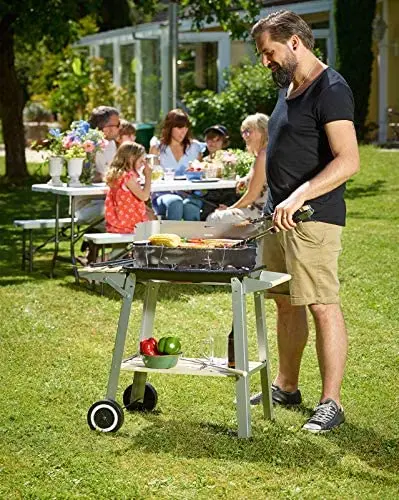 OEM ODM Support Portable Heavy Duty Steel BBQ Grill with Wheels Outdoor Barbecue Grill Trolley