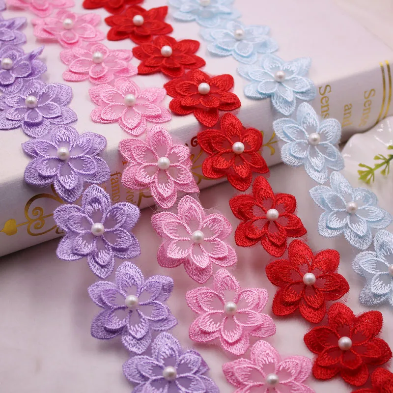 Deepeel LA102 DIY Garment Wedding Dress Home Textiles Accessories Organza Nail Pearl Embroidery Flower Lace