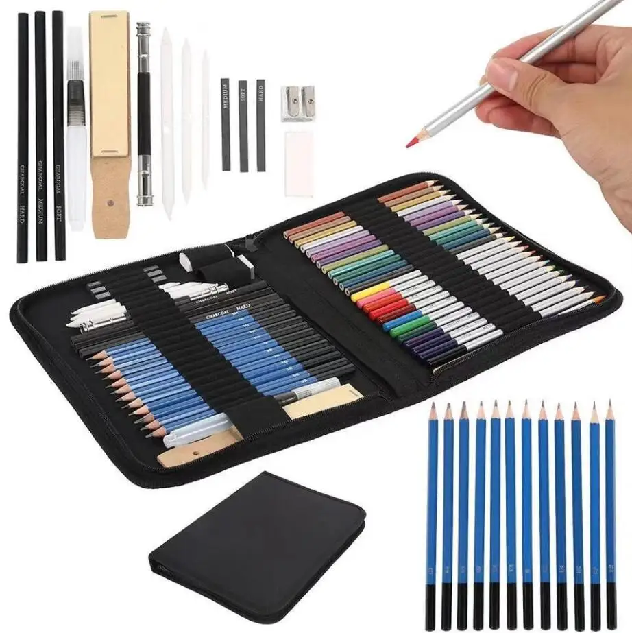 51PCS Drawing & Art Supplies Kit, Colored Sketching Pencils for Artists Kids Adults Teens, Professional Art Pencil Set with Case