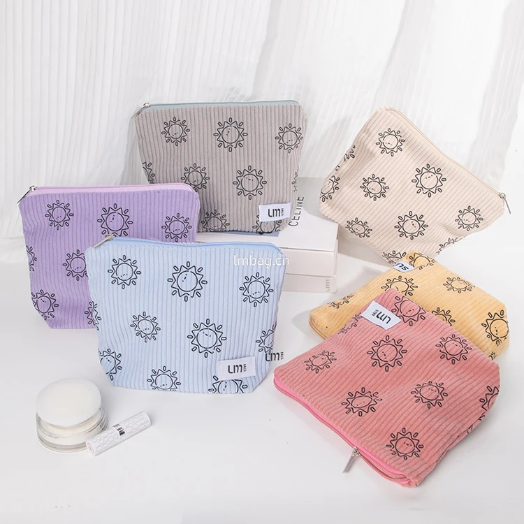 Personalized Toiletry Bag Teddy Corduroy Makeup Pouch With Logo