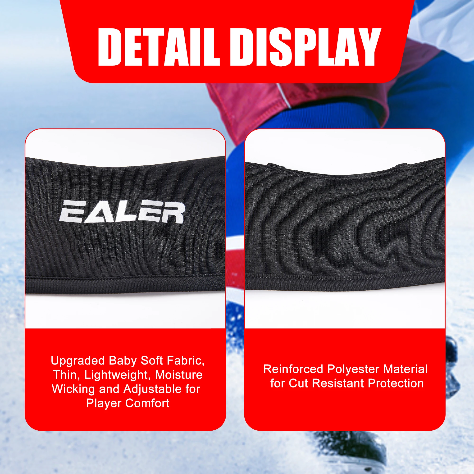 EALER HAN100 Hockey Neck Guard Collar, Hockey Core Neck Protect Guard Bib Cut Resistant - Senior, Adult, Junior, Youth