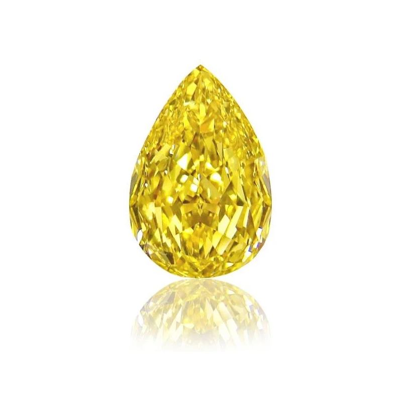 Luster Jewelry 5cts Pear Cut Water Drop Shape Fancy Yellow Moissanite Crushed Ice Gemstone for Rings