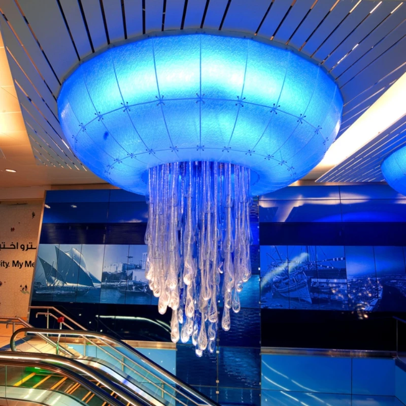 Customized Bespoke Chandelier Lighting Fixtures Indoor Decoration Glass Crystal Jellyfish Chandelier