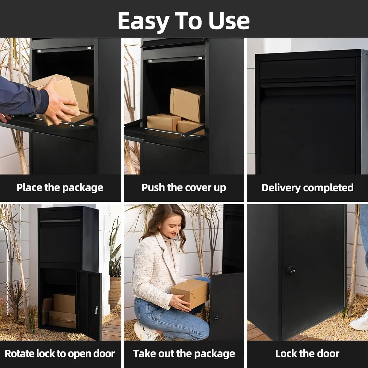 Express Delivery Boxes for Outside, Steel Mailbox for Parcel Cold Rolled Steel Envelope Slot, and Lockable Storage Compartment