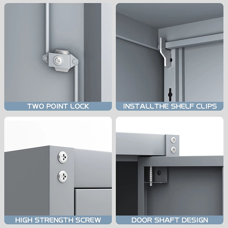 JH-Mech Wall Storage Cabinet OEM High Quality Office  lock Adjustable Shelf Grey Steel Foldable Wall Cabinet