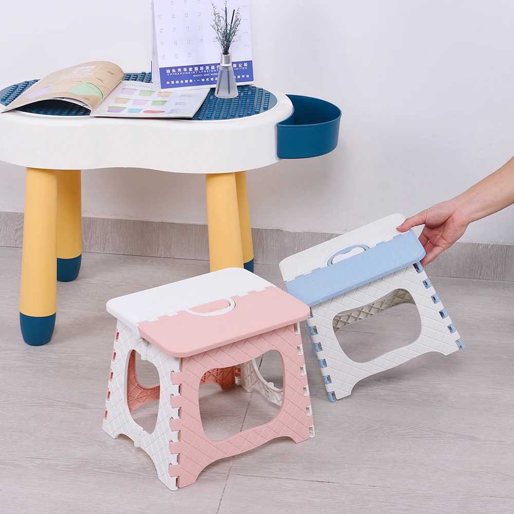 Hot Sale Foldable Lightweight Sturdy Plastic Folding Step Stool Multi Purpose Home furniture easy Storage Foldable plastic Chair