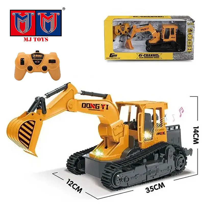 China Toy 6 Channels Rc-Hydreulic Wheel Hydraulic Cat Full Cylinder Remote Control Excavator Rc Construction Model