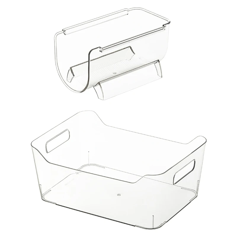 Good Quality Transparent Color Icebox 4-piece Set China Wholesale Storage Box with Lid Plastic for Refrigerator Storage