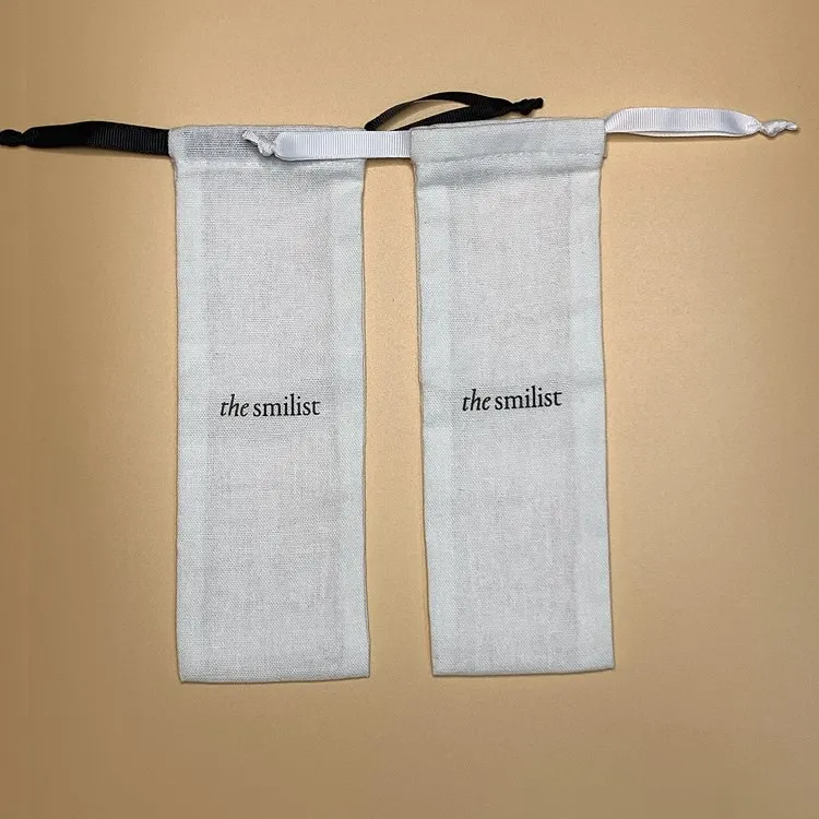 Переработанный хлопчатобумажный тканевый мешок для пыли на шнурке с логотипом