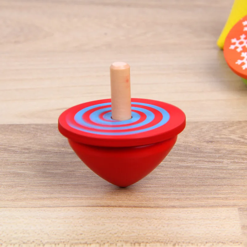 Wooden Kids Toys Tableware Playing house Four color wooden gyro toy Pretend Play Preschool