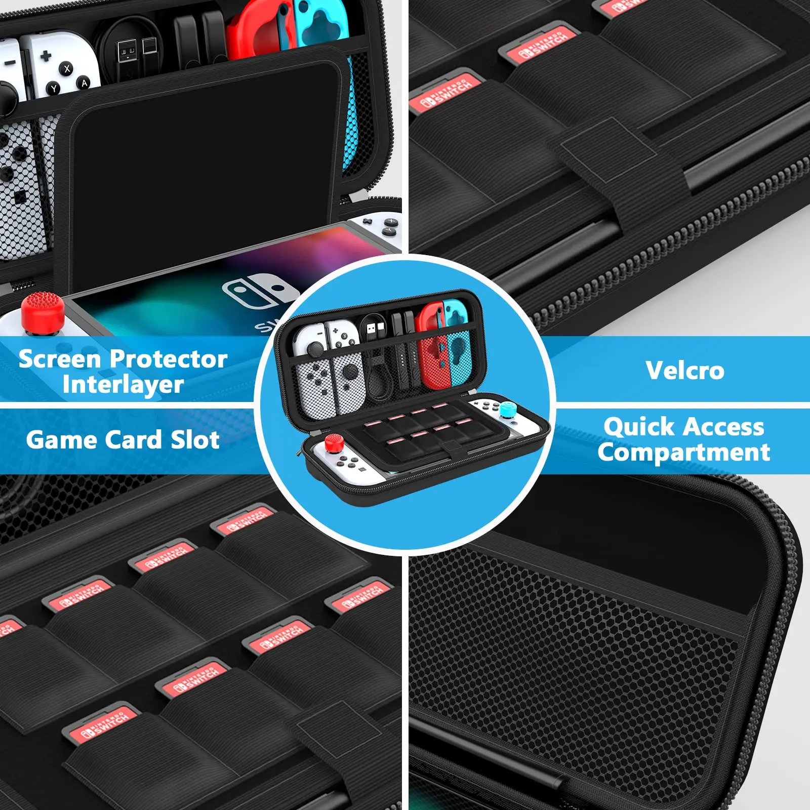 Portable Eva Hard Rubber Full Carrying Case For Switch Accessories Zipper Handbag Ns Console Game For N-Switch Bag