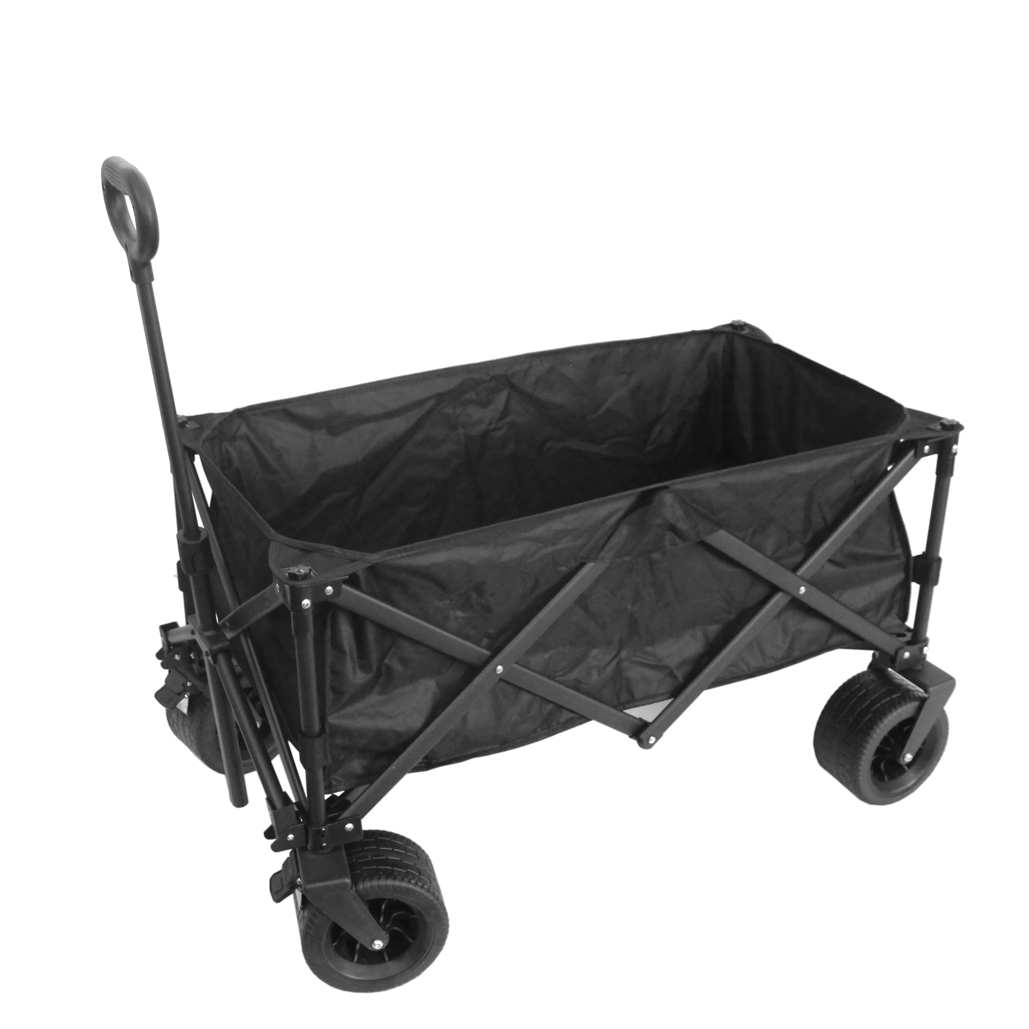 Outdoor Camping Picnic Cart Beach Picnic foldable Camping Wagon Black Adjustable Heavy Duty Collapsible Folding Utility Car Wago