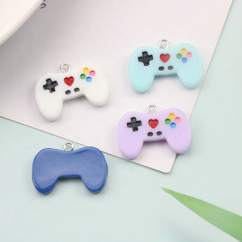 Fashion Cartoon Style Resin 28mm Colorful Resin Game Controller Charms with Hook For Jewelry Making Accessories