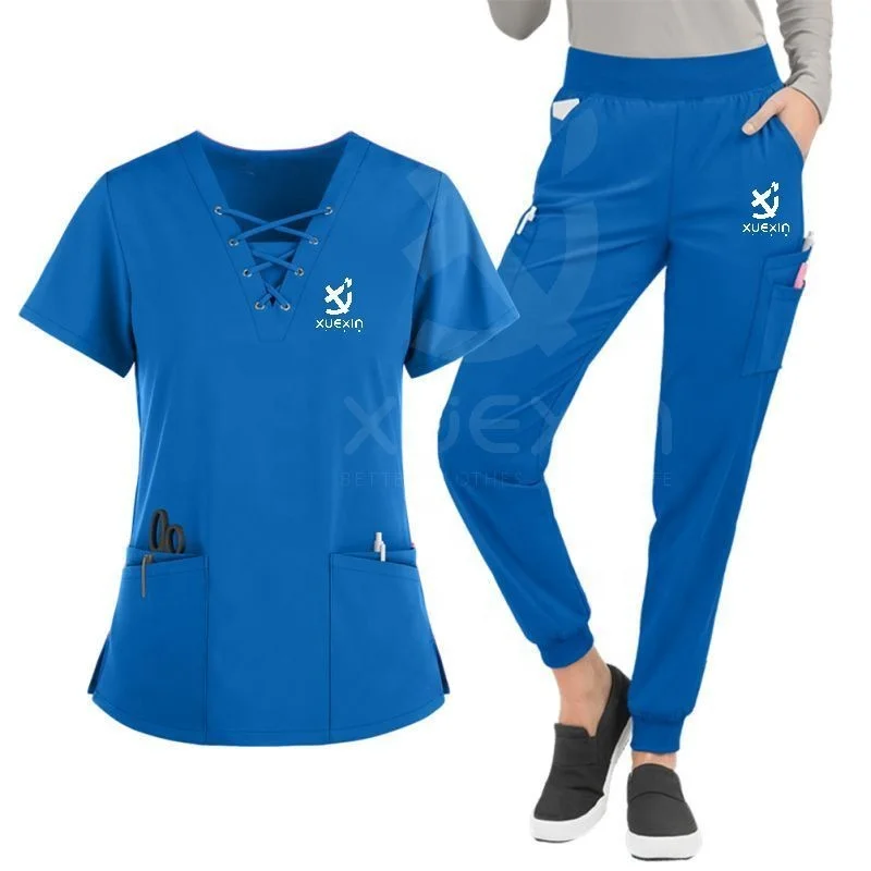 doctor uniform short sleeve medical uniforms spandex scrub suit jogger wrinkle free jogger scrub set
