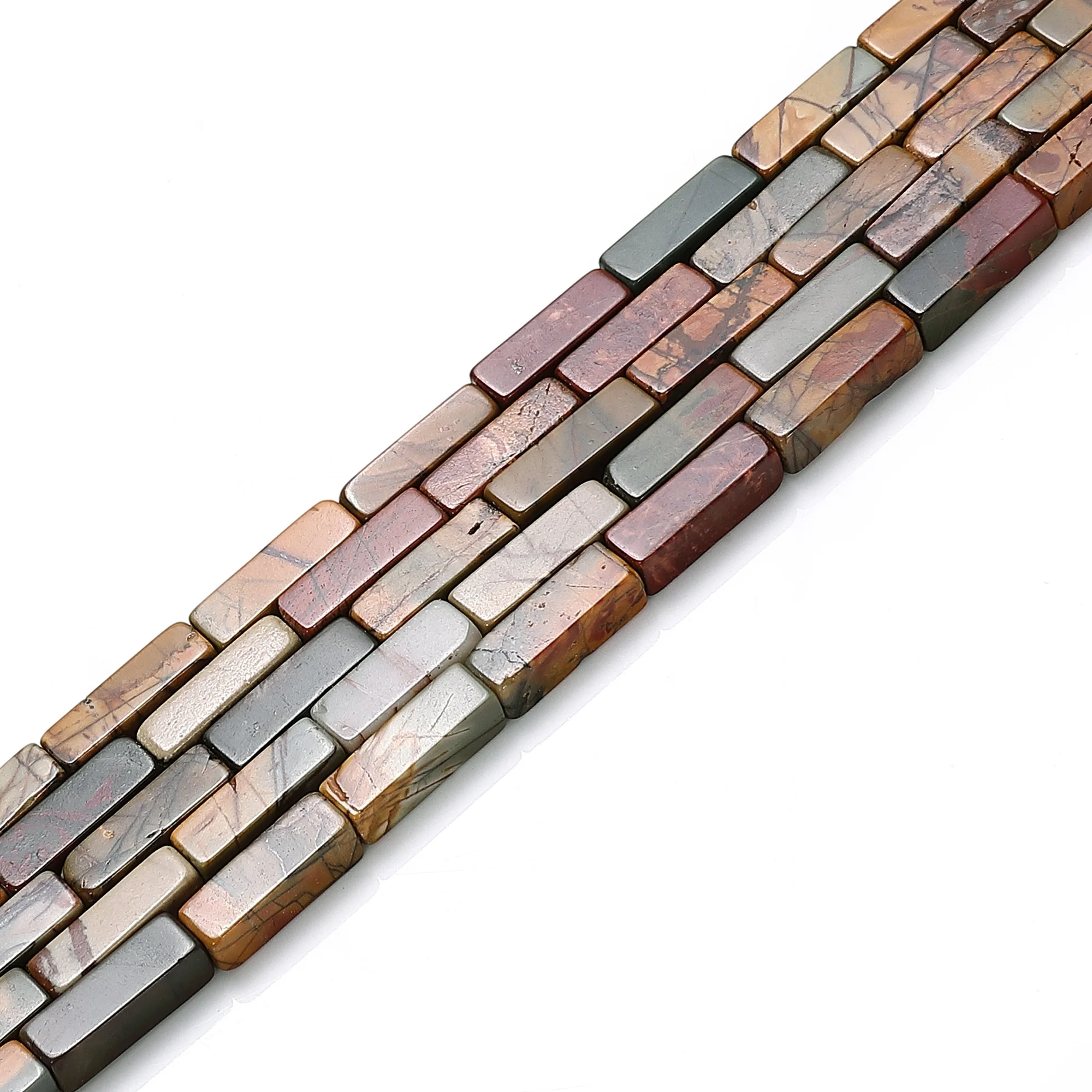 4x13mm 6x10mm Blue Sea Sediment Imperial Jasper Natural Red Creek Jasper Stone Rectangle Cylinder Tube Rondelle Beads for DIY
