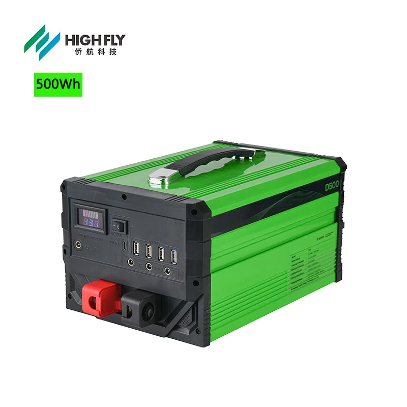 Highfly EU Warehouse 500Wh Portable Power Bank AC DC 1000W USB Power Station for Travel Laptop Car Jump