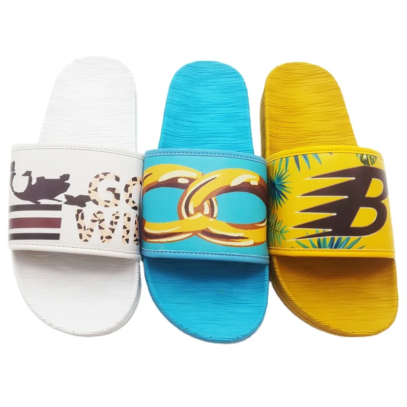2021 latest slippers design pvc pattern sliders plastic men slippers