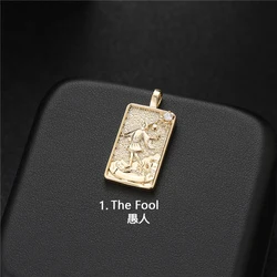 Wholesale 22 Designs Tarot Board 14K Gold Plated Rectangle Star Bulk Tarot Card Tibetan Necklace Charms Pendants