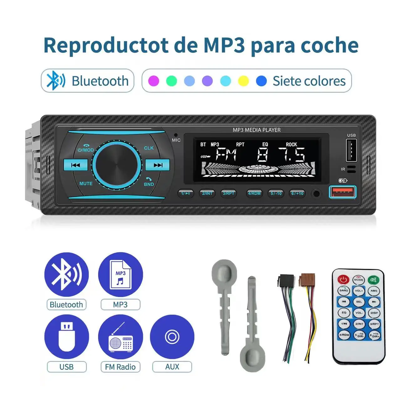 Colorful Light Bluetooth Radio Players Car Mp3 Player Fm Transmitter With Dual Usb