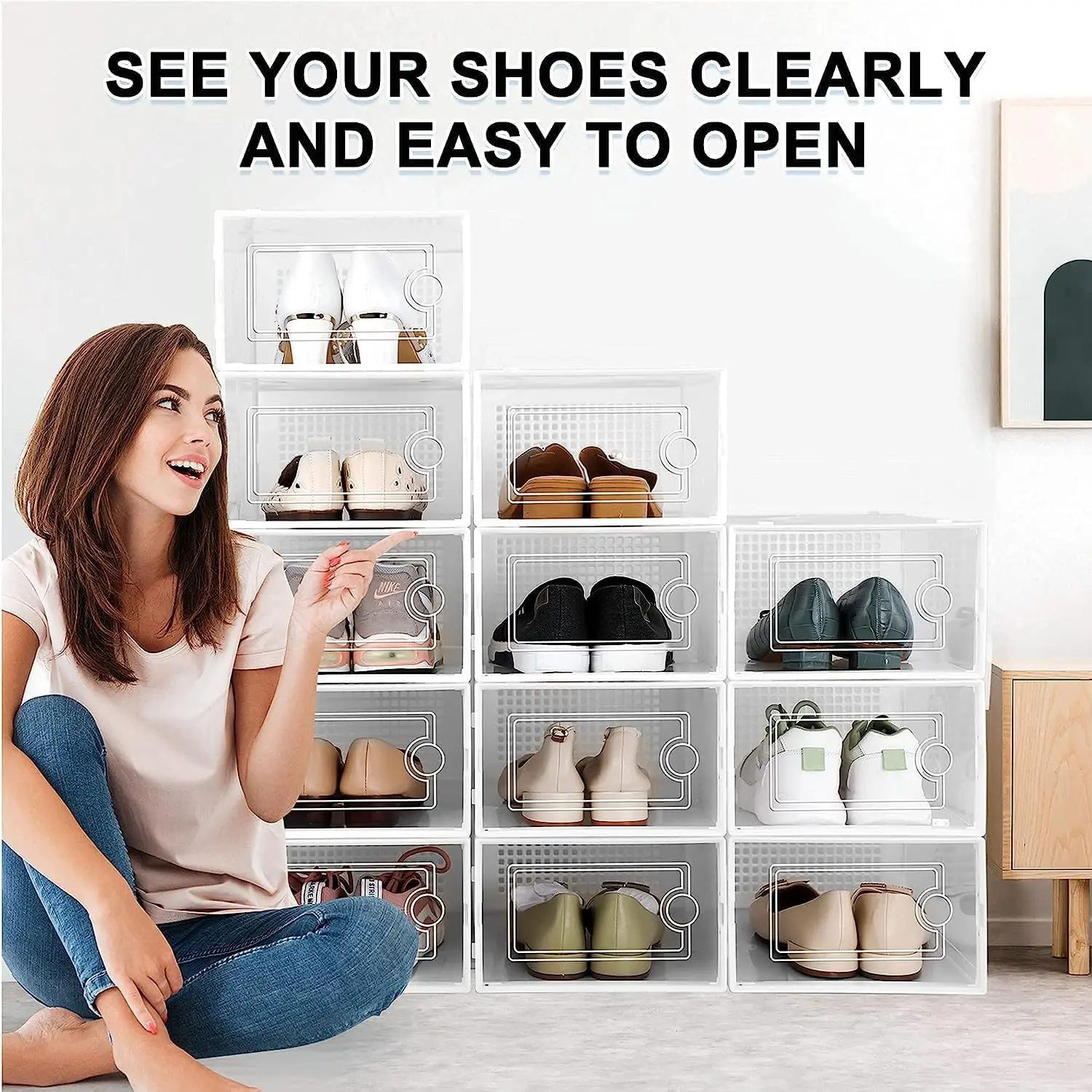 Household Shoe Organization Front Door Cheap Plastic Shoe Box Dust Proof Shoe Rack Storage