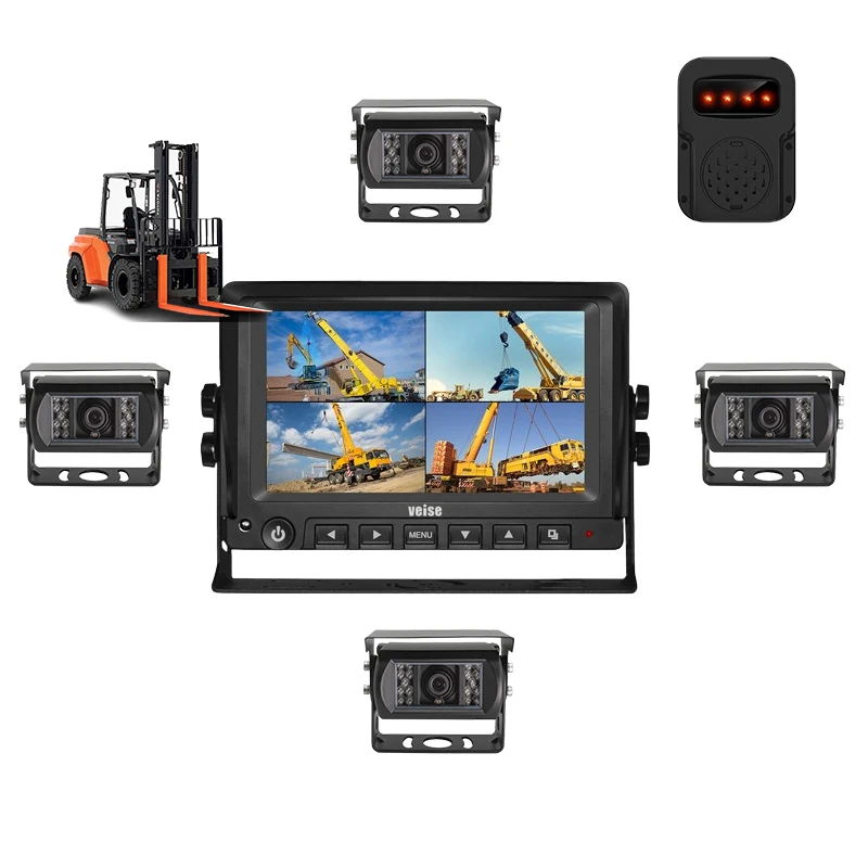 Quad view BSD Blind Spot Detection System Vehicle And Pedestrian Detection Anti Collision Warning Forklift Camera System