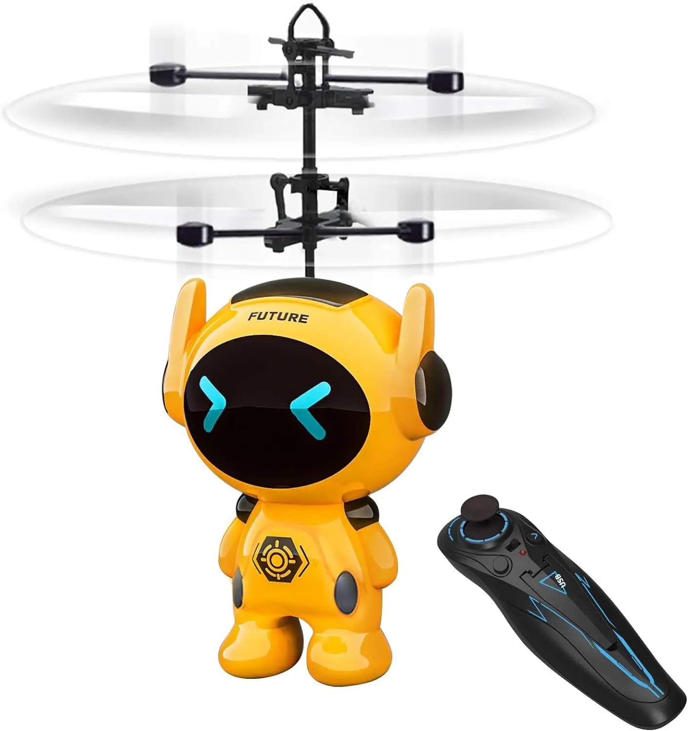 Dwi Dowellin Flying Ball RC Toys,Built-in LED RC Robot Drone Remote Control Helicopter Indoor Games Toys for Kids (Yellow)