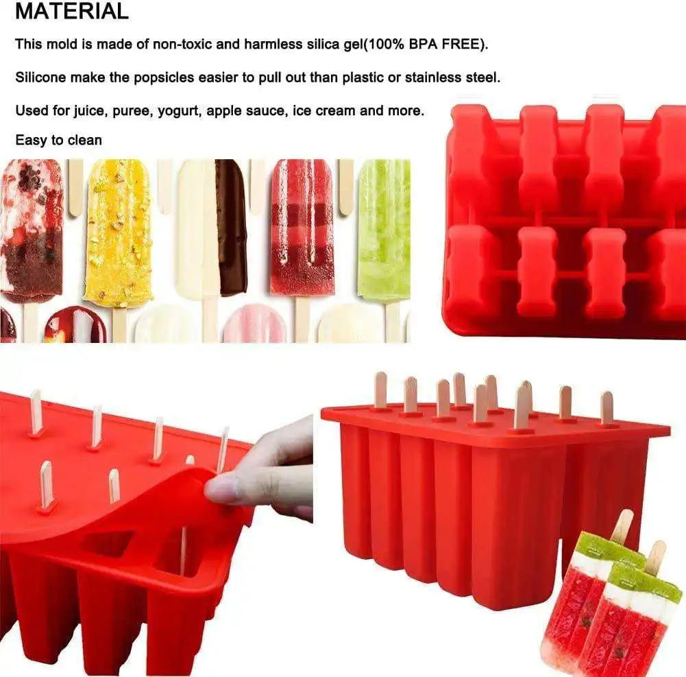 Manufacturer Direct Selling Food Grade Silicone Frozen Popsicle Moule Mold Durable Silicone Ice Cream Mold