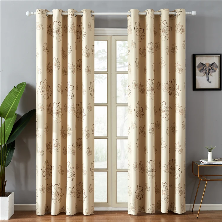 Luxury Royal  Yellow Printing Style Living Room Breathable Thermal Insulated Back Tab Custom Polyester Blackout Window Curtains/