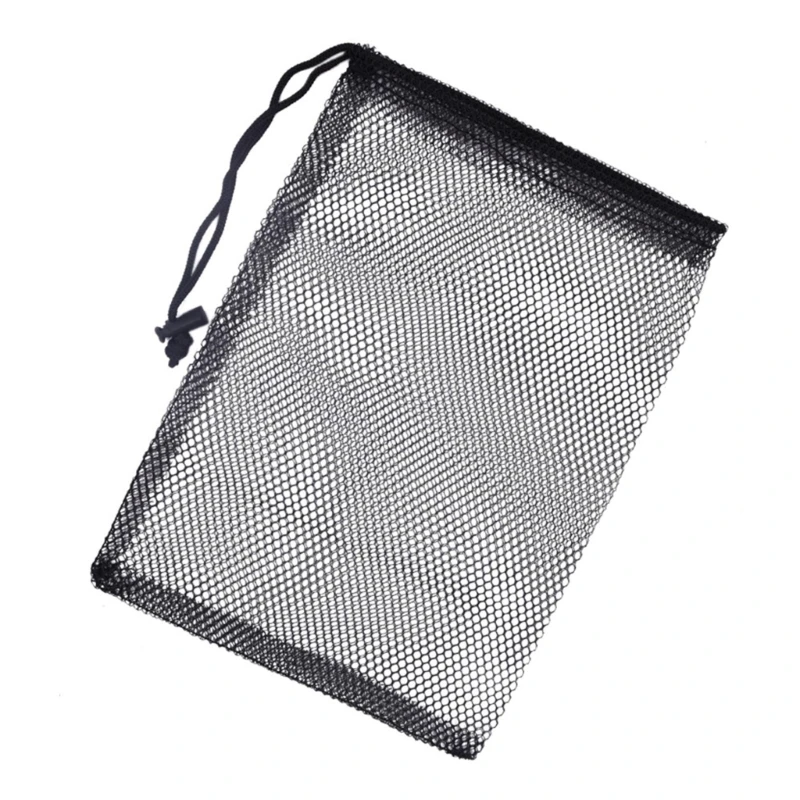 Black Golf Ball Solid Mesh Net Bag Lightweight Golf Mesh Bag Sport  Golf Accessory Drawstring Nylon Mesh Bag 15*20CM