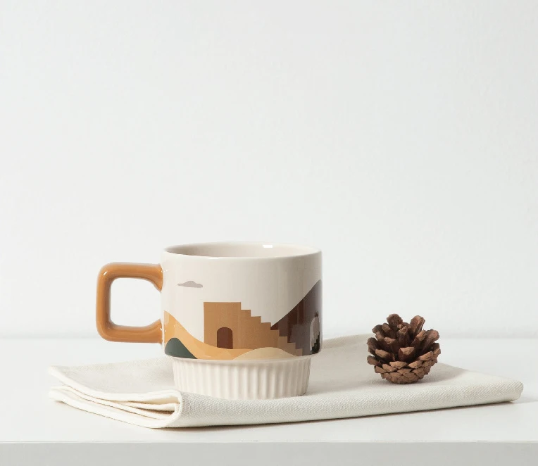 Coffee Mug Vintage Ceramic Mug Exquisite Nordic Design Porcelain Stackable Mugs Milk Cups