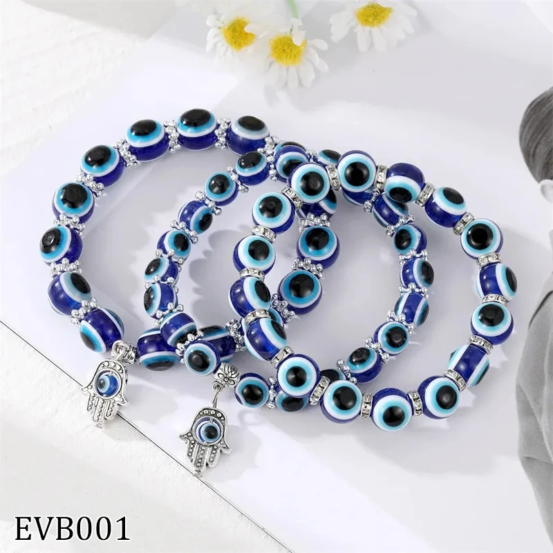 2025 Women Colorful Turkey Eye Beads Bracelet Fashion Eye Evils Charm Hamsa Elastic Bracelets