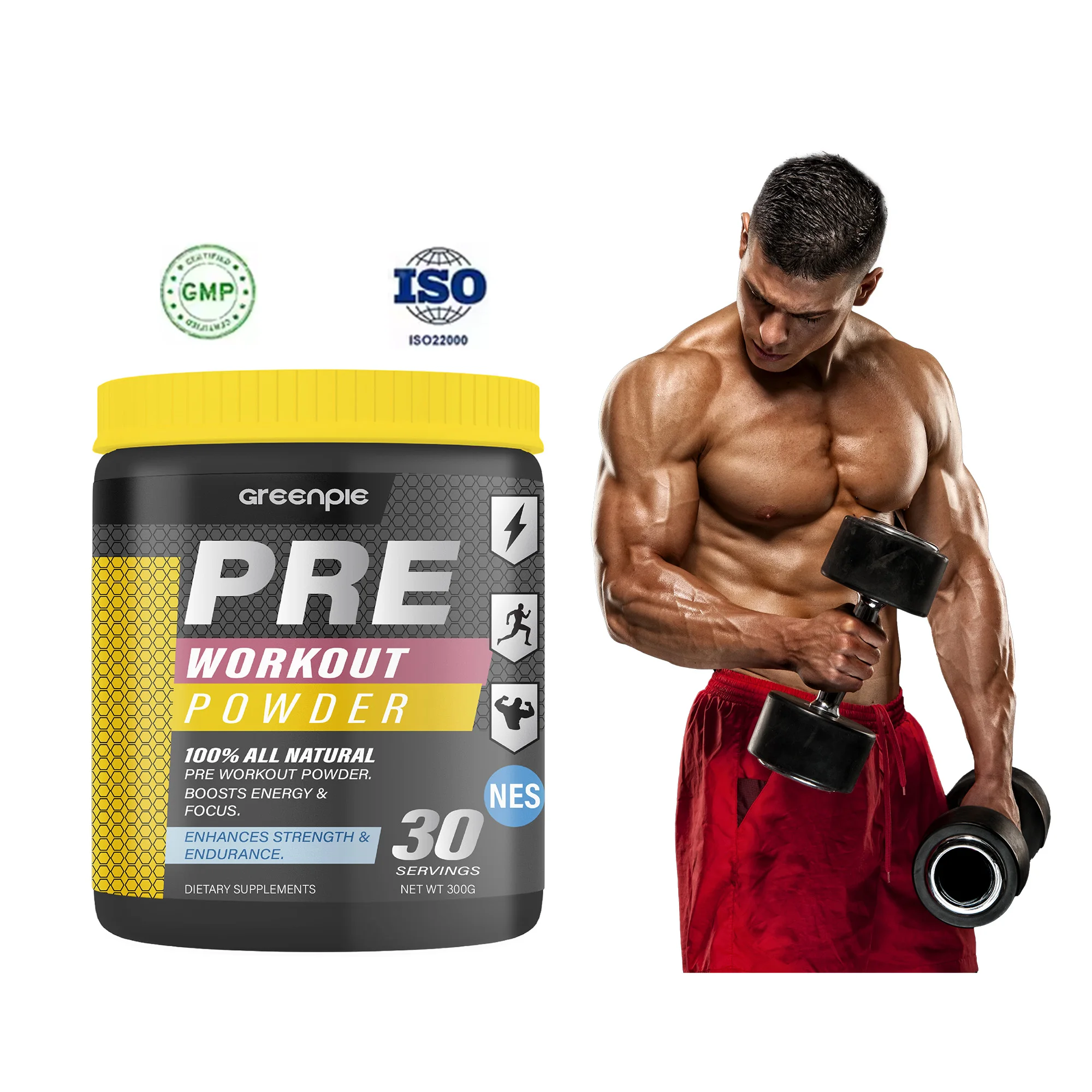 Greenpie Preworkout Energy Endurance Booster Powder Citrulline Arginine Sports Bodybuilding pre workout Supplement for Gym